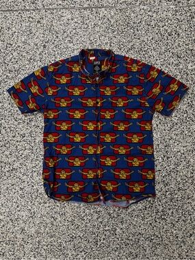Super Massive King Kong Blue Short-Sleeve Button Up Shirt